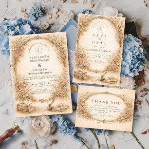 Save The Date Jardin Botanique Antique Mariage de Fleurs Sauvage
