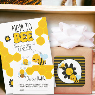 Carte D'accompagnement Baby shower de l'abeille noire jaune