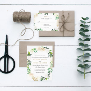 Faire-part de mariage de courroie d'aquarelle or