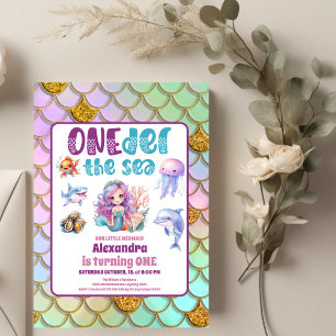 Carte De Remerciements Photo Mermaid 1er Anniversaire Parti ONE der The S