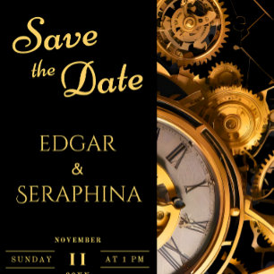 Carte Postale Steampunk Cogs Vintages Enregistrer la date Invita