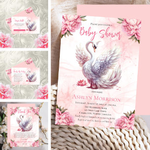 Carte D'accompagnement Beau Swan Floral Baby showers Livres pour bébé