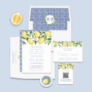 Cartons Réponse Positano Lemons Carreaux Bleus Mariage choix de re