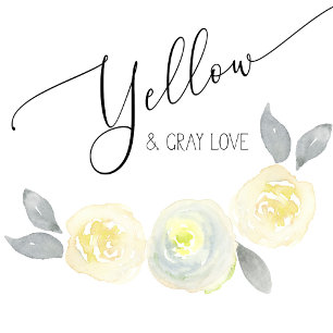 Eau Jaune et Gris Faire-part de mariage