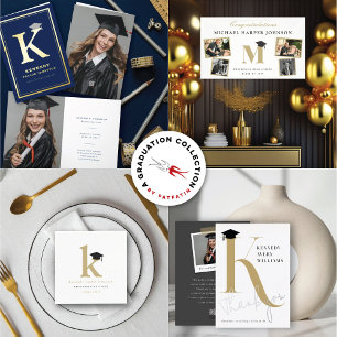 Serviette En Papier Monogramme Classique K Et Graduation Cap Grad Part