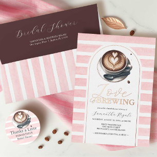 Invitation En Aluminium Thème de Baby Shower Café en Rose et Or Rose