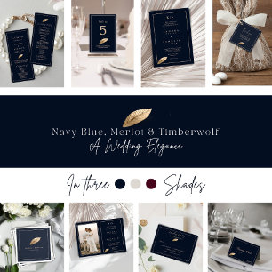 Invitation Mariage encadré bleu marine simple et élégant