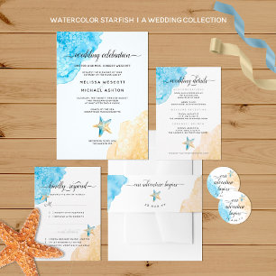 Invitation Watercolor Dusty Blue Sea Beach Mariage d'événemen
