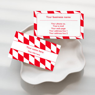 Carte De Visite Red and White Bavarian Diamond Flag Pattern