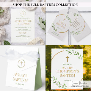 Invitation Chic Gold Cross Aquarelle personnalisée Photo Bapt