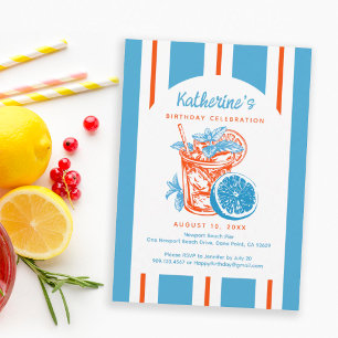 Serviette En Papier Fête d'anniversaire Cocktail Citron Orange Bleu d'