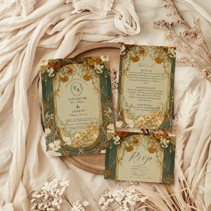 Invitation Célébration Art Nouveau Floral Mariage