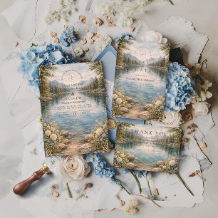 Save The Date Mariage de Fleur de Forêt de Lac de Montagne