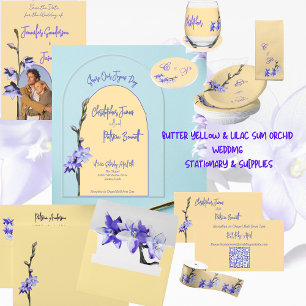 Invitations En Acrylique Beurre Jaune et Lilac Couleur Mariage de l'orchidé