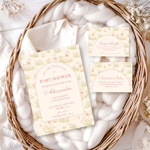 Invitation Baby-Shower Vintage Oie Florale
