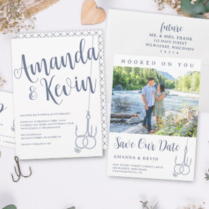 Invitation Rustique moderne Mariage de pêche anneau Kraft ble