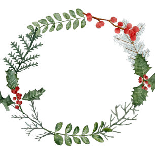 Cartes Pour Fêtes Annuelles Joie Watercolor Wreath Noël