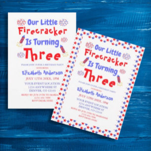 Invitation Little Firecracker 3ème anniversaire
