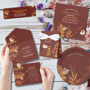 Étiquette Pour Bouteilles D'eau Boho Fleur sauvage Terracotta Mariage de automne d