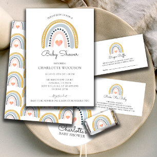 Invitation au Baby shower arc-en-ciel