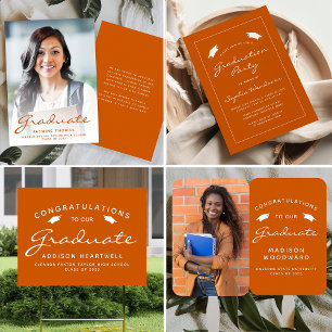 Invitation Annonce de diplômé.e.s 2026 Photo Burnt Orange Scr