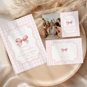 Carte De Remerciements Photo Cute Pink Bow Fête des mariées
