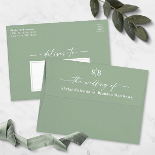 Invitation Tout En Un Elégant Monogramme Ombre Dusty Mauve & Mariage ivo