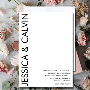 Noir blanc minimal Faire-part de mariage religieus