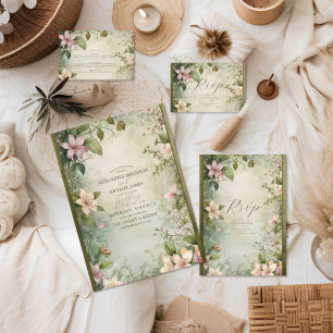 Invitation Mariage symphonique florale inspiré Art nouveau