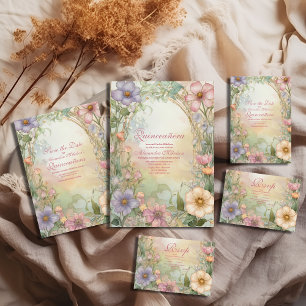 Carte D'accompagnement Inscription cadeau de Quinceanera rose rose pâle