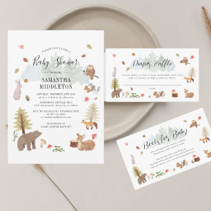 Carte D'accompagnement Les animaux des bois tombent Baby shower de la cou