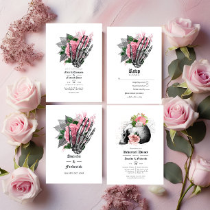 Invitation Dîner de répétition Gothique Floral Rose
