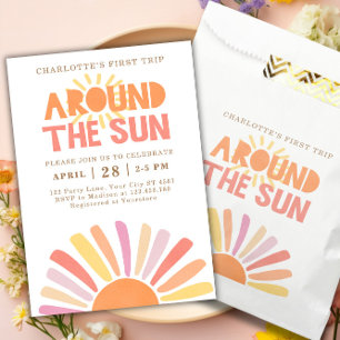 Invitation Boho Premier Voyage Autour Du Soleil 1Er Anniversa