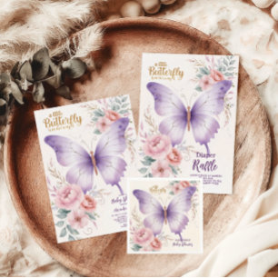 Invitation Baby shower de fille papillon rose violet