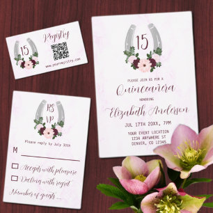 Cartons Réponse Quinceanera Floral Western Horseshoe