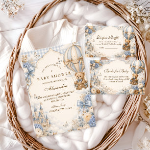 Serviette En Papier Élégante Baby Shower Ours Brun Et Bleu