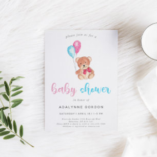 Invitation C'est un Garçon Teddy Bear Baby shower Cue aquarel
