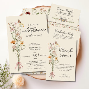 Wildflower Boho Floral Baby shower Dank u kaart