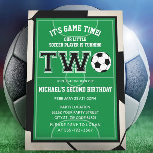 Soccer deuxième anniversaire de fête Invitation