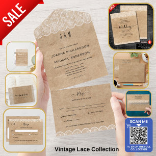 Invitation Rustic Lace Farmhouse Pays Barne Mariage