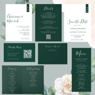 Invitation Mariage photo minimaliste Emerald Green