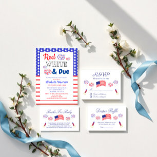 Invitation Rouge, blanc et Baby shower dû