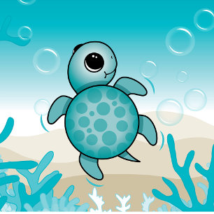 Sticker Baby shower à thème de tortue de mer