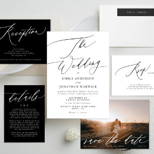 Cartons Réponse Noir et blanc moderne Simple QR Code Mariage