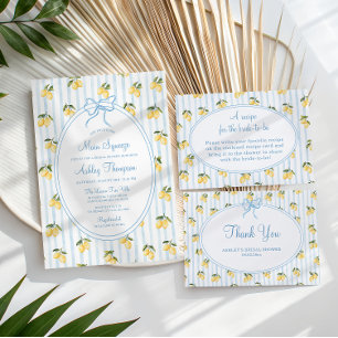 Invitation Main Squeeze Citron Bleu Bow Italien Fête des mari
