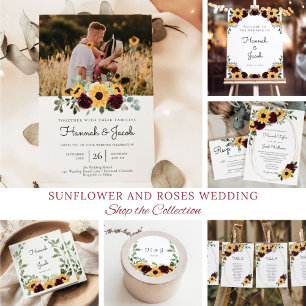 Cartons Réponse Tournesol Rose Mariage rustique avec choix de repa
