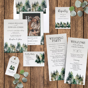 Save The Date Mariage rustique de la forêt d'aquarelle Enregistr