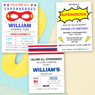 Invitation Superheros Party Joyeux anniversaire