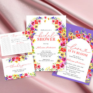 Invitation Aquarelle colorée Fête des mariées florale