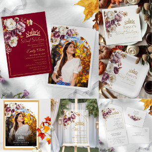 Invitation Tout En Un Arc Floral Bourgogne automne doux 16